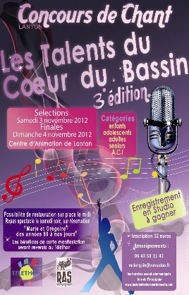 Tremplin pour les chanteurs (euses) à Lanton,  Sam 3 et Dim 4 novembre