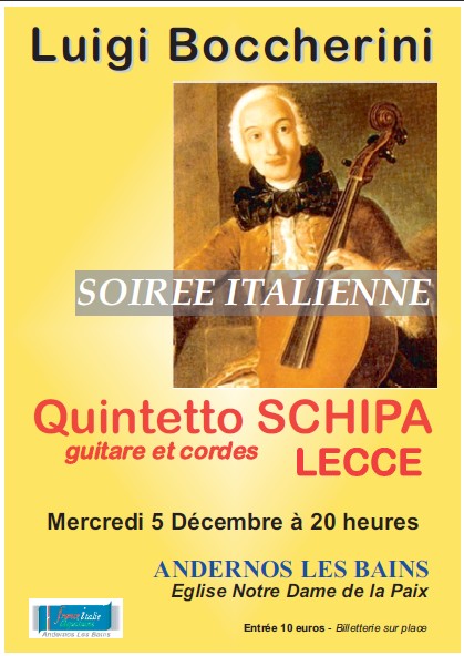 Les Italiens du Quintetto SCHIPA jouent L. Boccherini (18e), à Andernos, Me 5/12