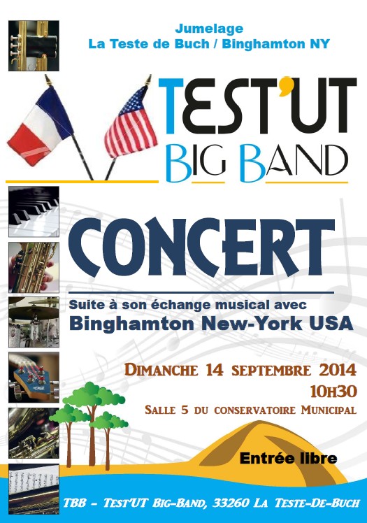 Ce dimanche 14/09 : Concert gratuit du Test&rsquo;Ut Big Band (de retour des USA). Course de Paddle avec déguisements, etc…