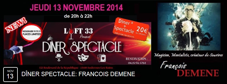 Ce Jeudi 13/11, la magie s&rsquo;invite au Loft … Et d&rsquo;autres sorties.