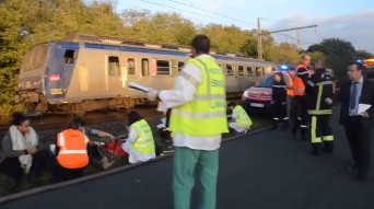 Collision entre un TER et un camion, près de Langon, ce mercredi vers 17h