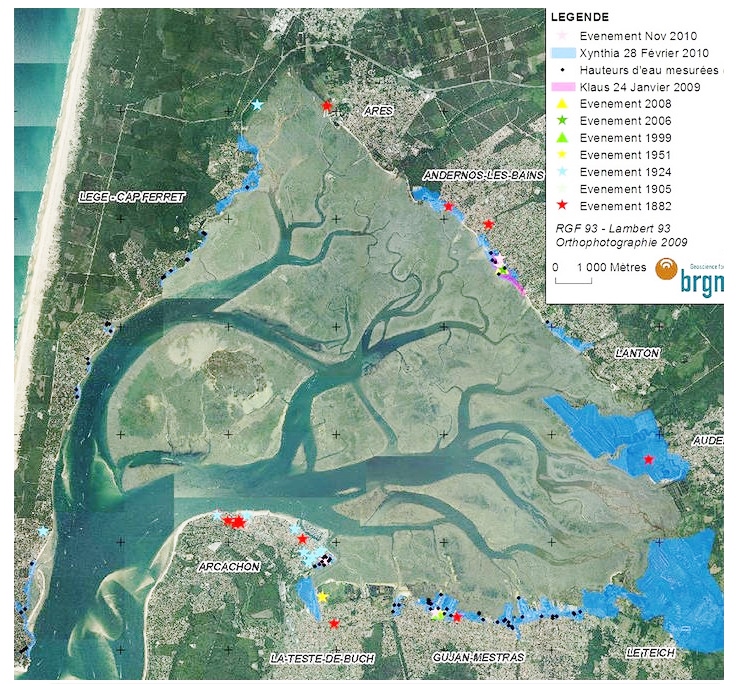 Zonage du plan de prévention submersion marine du Bassin