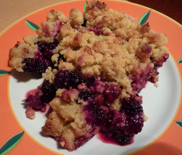 Cuisine. Le Crumble de mûres. Une recette facile de Lyselotte.