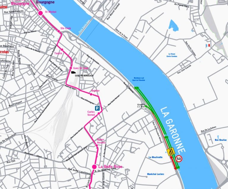 Pont S. Veil : La circulation change sur les voies sur berge à Bordeaux