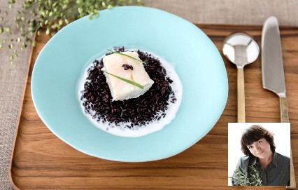 Recette d&rsquo;InfoBassin : Dos de lieu noir, lait coco, vanille, citronnelle, riz noir.
