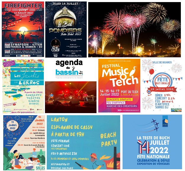 Les Feux d&rsquo;artifices, bals et animations sur le Bassin les 13 et 14/07